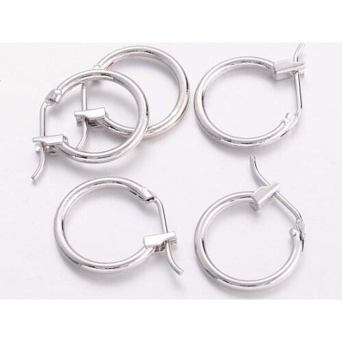Pandahall 500 PCs 925 Sterling Silver Platinum Color Earring Hoop, Size: about 20mm in diameter, 19mm inner diameter