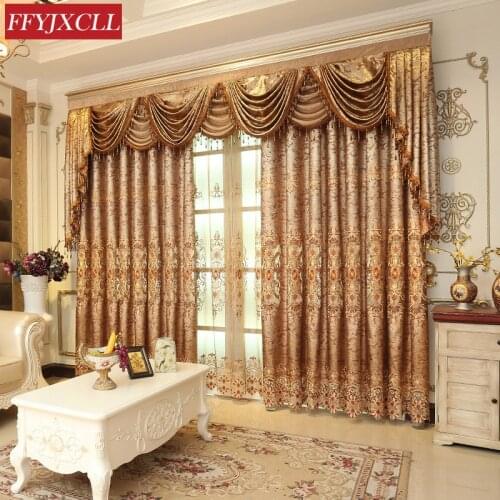 European Style Curtains for Living Dining Room Bedroom Luxury Villa Embroidered Curtains Embroidered Tulle Curtains Custom Made