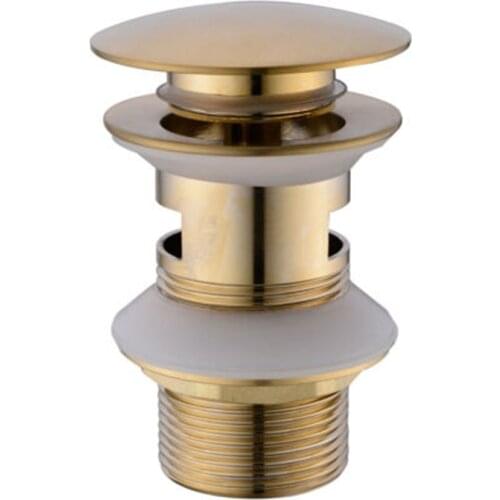 Bathroom Basin Sink Drain Plug Drain Pipe Brushed Gold Brass Drain Pipe Bathtub Overflow Hole Button Open Upward