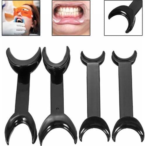 4pcs Dental Tool T-Shape Black Intraoral Cheek Lip Retractor Opener Double Head Orthodontic Teeth Mouth Opener Size Small+Large