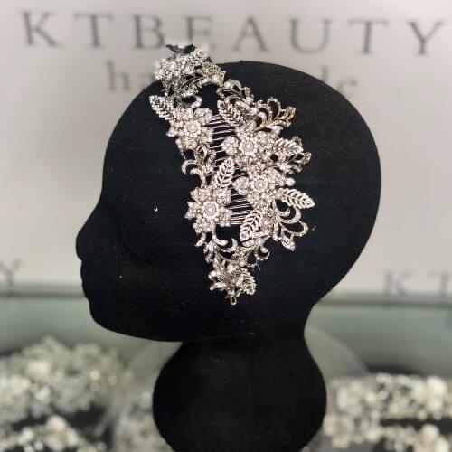 News Headpiece 2 Size Custom Handmade Crystal Pearls Bridal Tiara Princess Bridal Wedding Hair Accessories Jewelry Tiaras Crowns