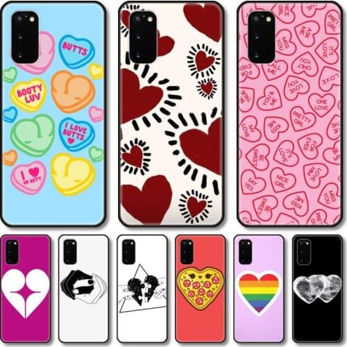 Heart shapes Phone Case For Samsung Galaxy Note S21 20 10 9 E Lite UW Ultra 5G PRO Black Shell Cover