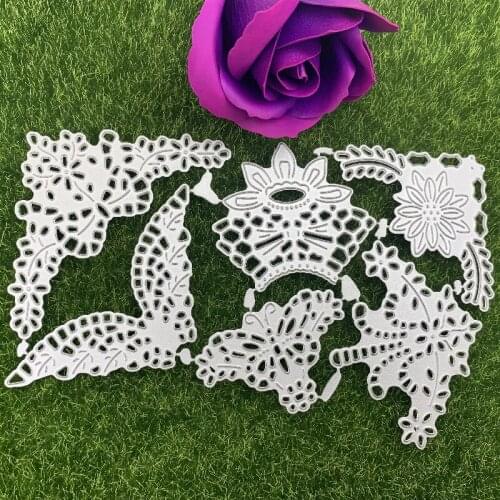 6x Hollow frame angle flower background Metal Cutting Dies Stencil Scrapbooking Photo Album Card Paper Embossing Craft DIY