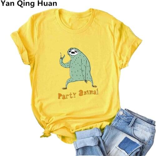 Yan Qing Huan 2019 Summer Best Selling Cute Cartoon Letter Tees Round Neck Large Size S-5xl Tops Short-sleeved Womens T-shirt