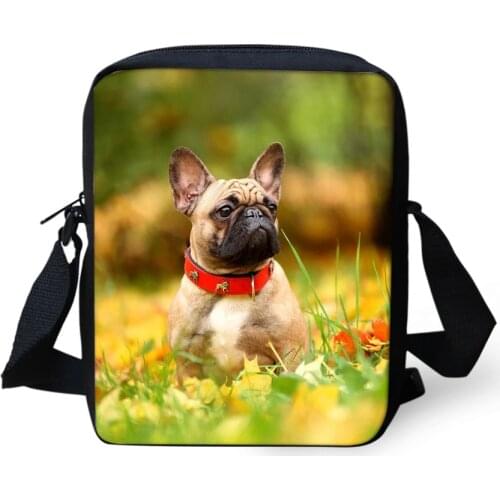 Women Messenger Bags Little Bulldogs Print Pattern Shoulder Bags Kawaii Animal Girls Flaps Handbags Kids Mini Mochila