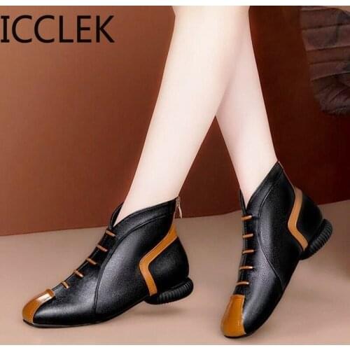 Woman Vintage Low Heels Women Retro PU Leather Ankle Boots 2020 Womens Zip Ladies Shoes Female Short Boots
