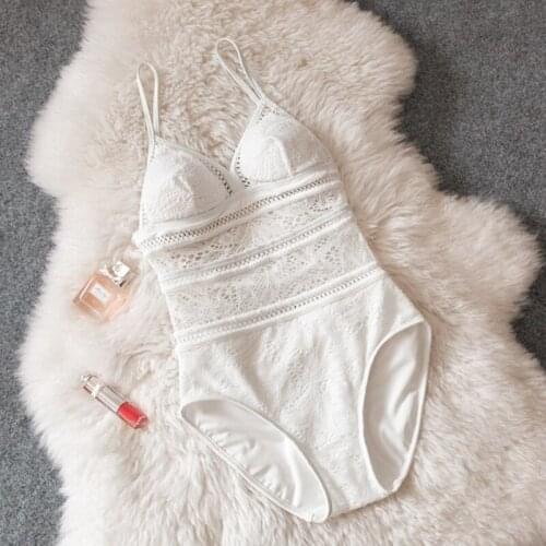 STAERK Koreas bathing suit female sexy backless lace bikini hollow Sexy One Piece Swimsuit Women Lace Swimsuit Swim Wear White