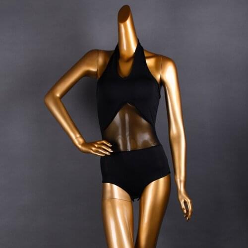 2021 Women Latin Dance Costumes Adult Backless Jumpsuit V-neck Tops Female Sleeveless Vest Ballroom Samba Stage Dancing Clothes