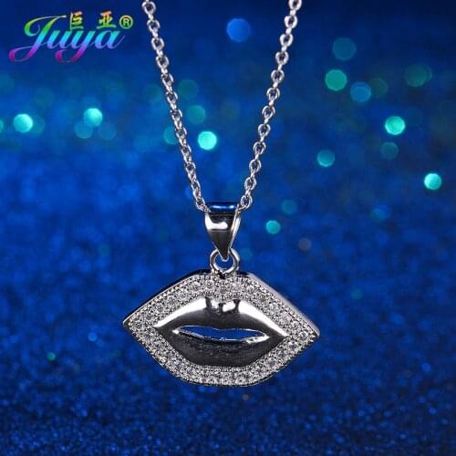 Fashion Women Micro Pave Zircon Lip Suspension Pendant Necklace For Thanksgiving Day Christmas Gift