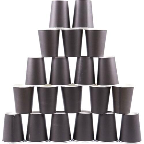 20 Paper Cups (9oz) - Plain Solid Colours Birthday Party Tableware Catering(black)