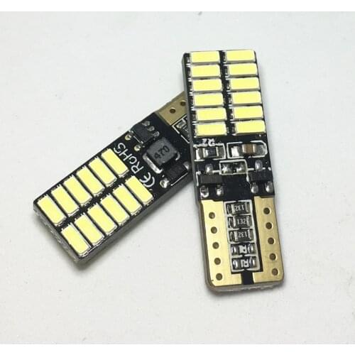 4PCS The New Car lights T10 LED Bulb Canbus 5W5 Car W5W LED Signal Light 6000K License Plate Lights 4014 24SMD White 12V