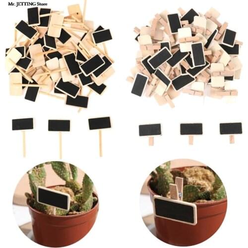 50Pcs Mini blackboard wood message slate rectangle clip clip panel card memos label