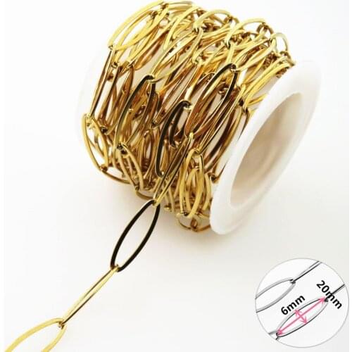 6mm Gold-color Stainless Steel Long O Link Chains Fashion Jewelry Accessories DIY Necklace Bracelet For Man & Women