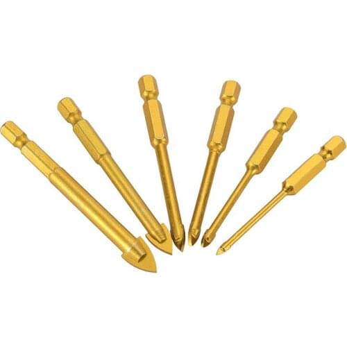 6pcs Glass Drill Bits Set Tile Ceramic Drilling Set 3/4/5/6/8/10mm with 1/4inch Hex Shank for Porcelain Marble Mirror