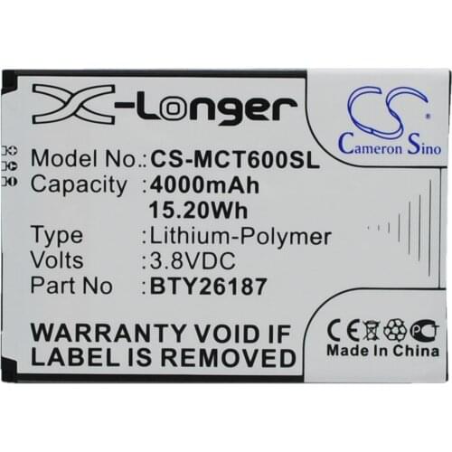 2021 Battery For Mobistel BTY26187 Cynus T6 4000mAh / 15.20Wh