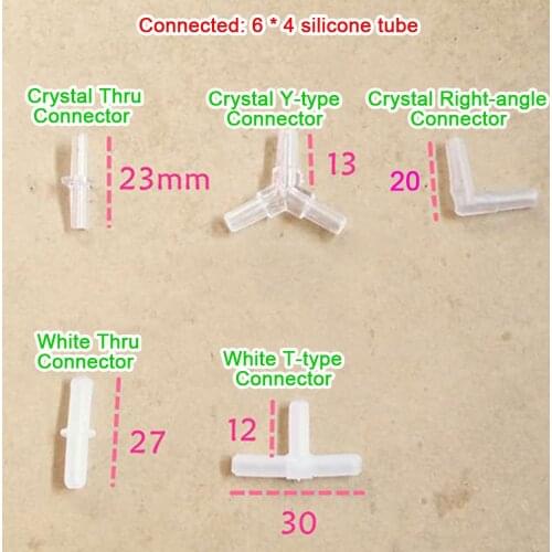 Silicone Hose Connection Accessories White/Crystal T/Y Type Tee Straight-through Right-angle Connector for 4*6mm Water Pipes