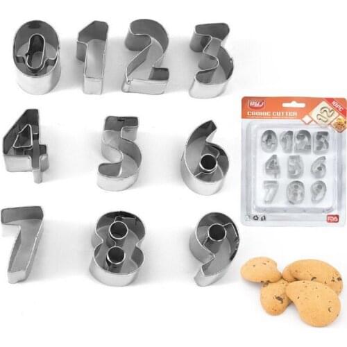 Stainless Steel Digital Biscuit Cake Mold Cookie Cutter Birthday Party Decorations Pastry Mould Household Baking Tools Set of 10