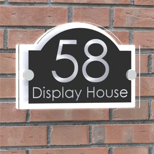 Silver word Acrylic House number apartment number House Sign Door Number Plaque Name Plate Signs exterior house numbers