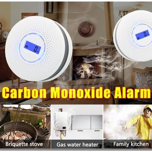 CO Gas Sensor Detector Carbon Monoxide and Smoke Alarm Detectors Combination Warning Poisoning Gas LCD Display High Sensitive