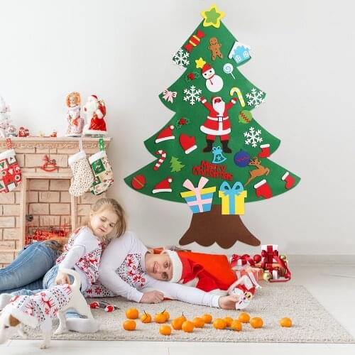 Kid Basic Life Skills Montessori Busy Board DIY Felt Christmas Tree Snowman Baby Grab Learning Toys Home Decoration