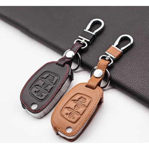 For Hyundai Tucson Creta ix25 i10 i20 i30 IX35 IX45 Verna Mistra Elantra 2015-2018 3 Buttons soft texture leather key cover