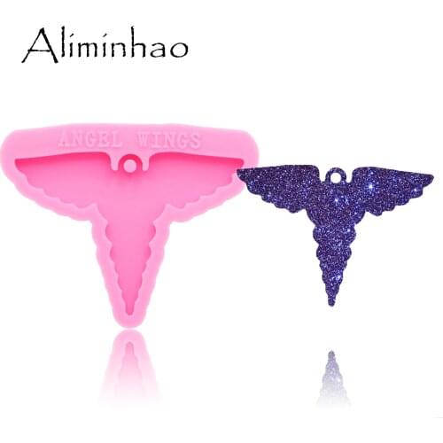 DY0115 Shiny Angel wings Silicone Molds For DIY Keychain decoration World Health Organization logo epoxy resin Mold Craft
