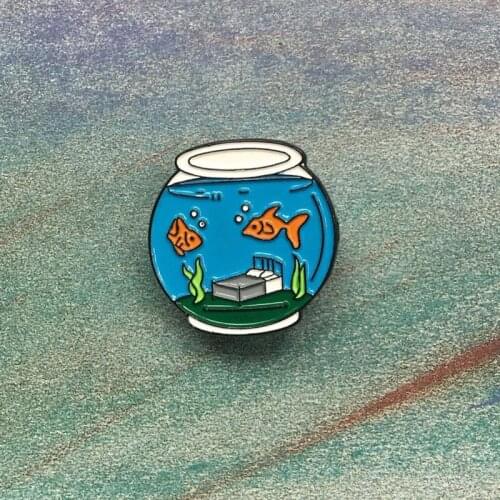 Fish tank Enamel Brooches for Collection
