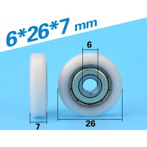 [F0626-7]Free shipping 10PCS high quality low noise chrome steel ball bearing roller wheel with POM Nylon coated wheel pulley
