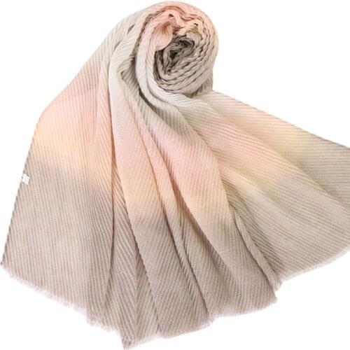 Cotton Gradient Color Crumpled Women Multifunction Scarf Shinning Beard Beautiful Lady Handband Air Condition Towel Beach Shawl