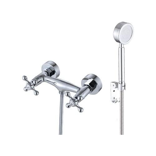 Shower Faucet Chrome Shower set Install Bathroom Dual Handle Basin Mixer Tap With Shower Hand
