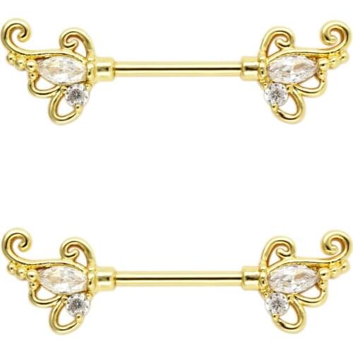 JHJT 2PCS 14G Hot White Bijoux Flower Barbell Nipple Piercing Nipple Ring Helix Piercing Sexy Private Body Jewelry