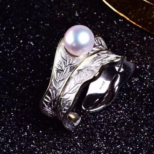 925 Silver Pearl Ring Finger Ring Promotion Settings Adjustable Ring Findings Jewelry Parts Fittings Accessories, 3pcs/lot