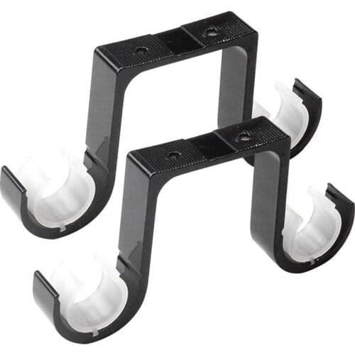 2Pcs Double Curtain Rod Brackets Ceiling Mount Supports Aluminum Alloy Black