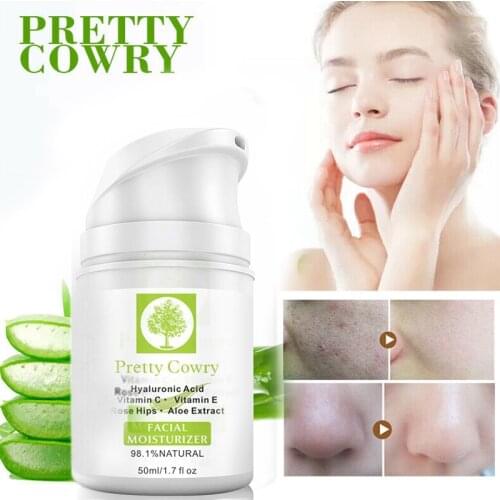 50ML Face Cream Serum Vitamin C Hyaluronic Acid Aloe Extract Whitening Moisturizing Anti-Aging Acne Creams Face Skin Care TSLM2