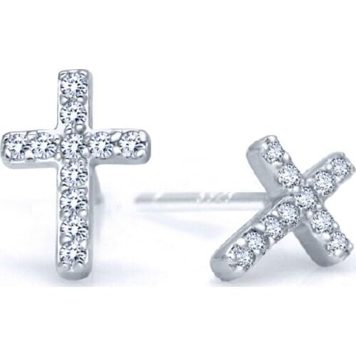 Cross Ear Stud Cool Full Crystal Paved Cross Earrings For Men Women Couple Punk Zircon Stone Shape Ear Cuff Jewelry Gift New