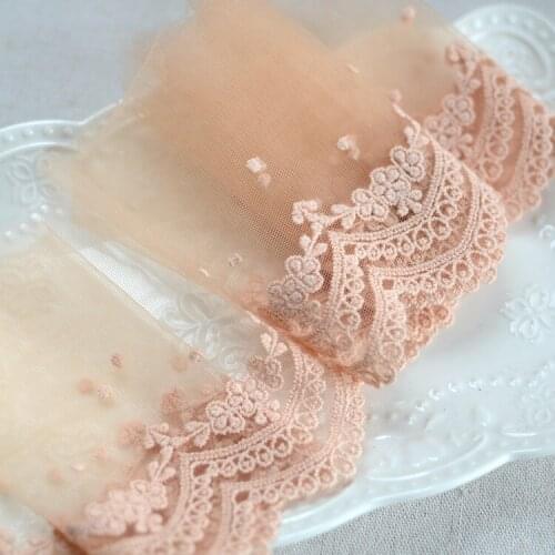 Free Shipping 1 Meter Camel Cotton embroidered Thread Flower Lace Trim DIY Garment Accessories Crocheted Lace Ribbon 13.5cm