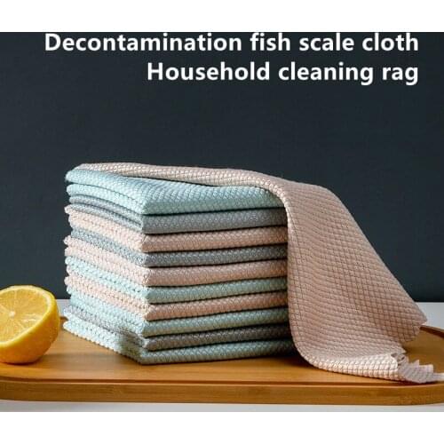 Kitchen Anti-Grease Wiping Rags Efficient Fish Scale Wipe Cloth Cleaning Cloth Home Washing Dish Cleaning Towel Kitchen Towel