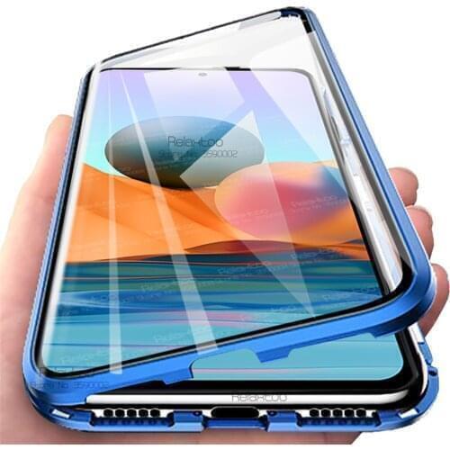 360° Magnetic Flip Case For Xiaomi Redmi Note 10 9 Pro Redme Not 9s 9 A C S 9T 9A 9C Double sided Glass Protective Cover Coque