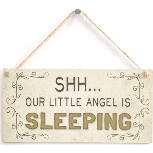 Meijiafei Shh...our little angel is Sleeping - Beautiful Nursery Accessory Sign 10"x5"
