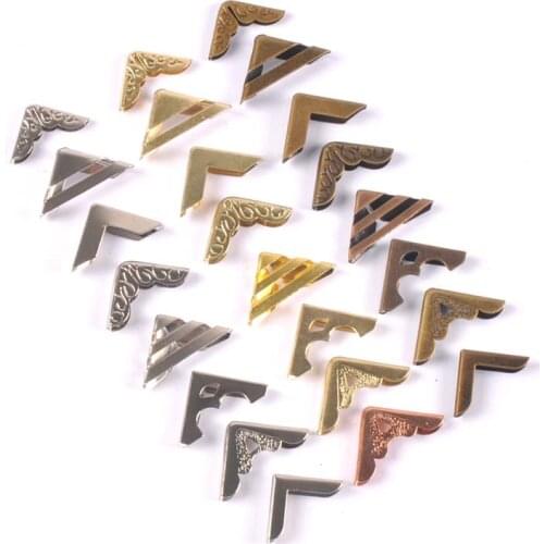 50PCS Scrapbook Metal Album Corner For Antique Brass Jewelry Book Corners Protector Box Decorative Cover Silver/Golden/Bronze