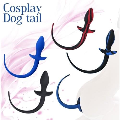 Multi-colored Silicone Dog Tail Anal Plug Anal Beads P Spot Vibrator Prostate Massage Sex Toys for Men Women