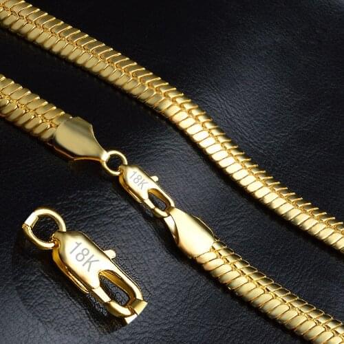 Fashion Flat Snake Chain Stampede Yellow Gold Filled Mens Necklace Chain
