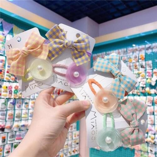 Fashion Plaid Hair Pins For Girls Baby Accessories Set Little Kids Hair Styling Tools Butterfly Hair Clips Kids Hairpin 2 Piece