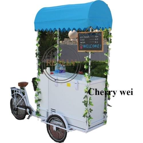 Fashion style ice cream vending bike food van bike tricycle cart freezer