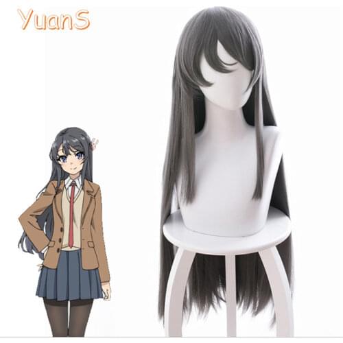 Rascal Does Not Dream Of Bunny Girl Senpai Sakurajima Mai Cosplay Wigs Synthetic Hair Long Straight Gray Hair Headgear Role Play
