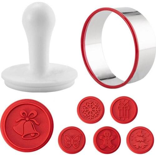 6 Pcs Silicone Cookie Stamps Set Safe Cookie Cutter Party Novelty Gift Christmas Snowflake Pattern Kitchen Cake Decorating Tools