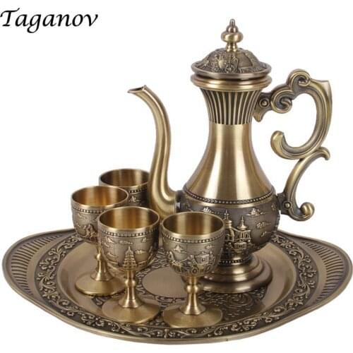 Six-piece Set Wine set 4 goblets tray Flagon ancient wine set wedding favor wedding gifts shot glass beer cup wine pot decanter
