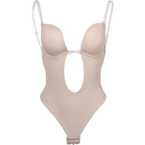 New Sexy Bodysuit Underwear Women Body Shaper Backless Bra G-string Waist Trainer U Plunge Underdress Shapewear For Party Dress