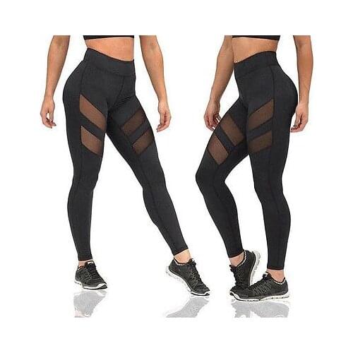 New Sexy Women Exercise Mesh Breathable Compression Leggings Fitness High Waist Leggings High Waist Lines Dry Quick Pants