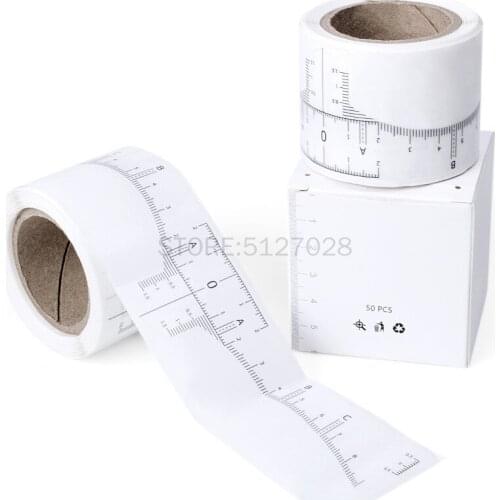 50pcs/set Permanent Makeup Tattoo Eyebrow Measuring scale Tape Disposable Auxiliary Tool Ruler Stickers for Beginners
